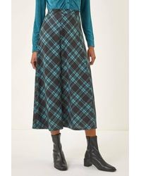 Roman - Panelled Check Midi Skirt - Lyst