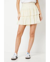 Oasis - Plain Frill Shirred Mini Skirt - Lyst
