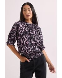 Dorothy Perkins - Petite Frill Neck Shirred Cuff Blouse - Lyst