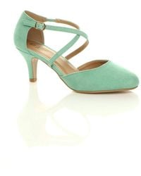 AJVANI - Mid Heel Crossed Straps Court Shoes - Lyst