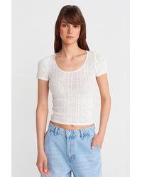 Dilvin - Slim Fit Ribbed Textured Blouse - Lyst
