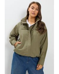 Yours - Funnel Neck Twill Shacket Jacket - Lyst