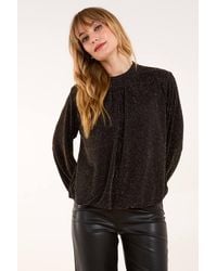Blue Vanilla - Metallic High Neck Puffball Top - Lyst