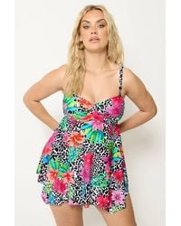 Yours - Animal Floral Tankini Top - Lyst