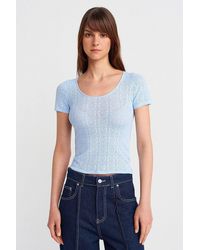 Dilvin - Slim Fit Ribbed Textured Blouse - Lyst