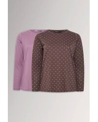 Yours - 2 Pack Polka Dot Long Sleeve T-Shirts - Lyst