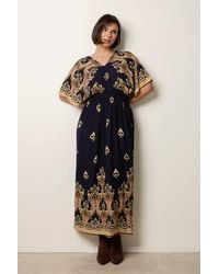 Blue Vanilla - Elasticated Waist Short Sleeve Slip On V-Neck Maxi Dress - Lyst