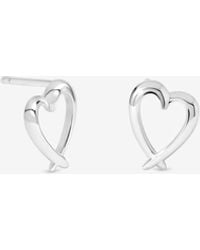 Simply Silver - Sterling Plated Crossover Heart Stud Earrings - Lyst