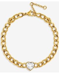Jon Richard - Plated Crystal Heart Chain Stainless Steel Bracelet - Lyst