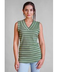 Enorsia - Metallic V-Neck V Back Tops - Lyst