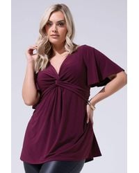 Yours - Knot Detail Short Sleeve Top - Lyst
