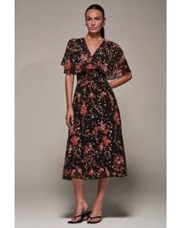 Jolie Moi - Chiffon Floral Print Pleated Midaxi Dres Dress - Lyst