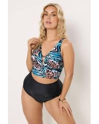 Yours - Animal Plunge Bikini Top - Lyst