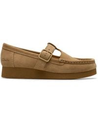 Clarks - Wallabee Evo Bar Dark Sand Suede T Bar Shoes, Wallabee - Lyst