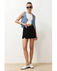 WOVCOR - A-Line Knit Mini Skort W/ Side Slit - Lyst