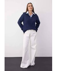 WOVCOR - Soft Textured Long Sleeve Zip Neck Knit Sweater - Lyst