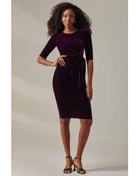 Jolie Moi - Velvet Side Tie Midi Dress - Lyst