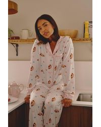 Loungeable - Croissant Bow Ls Button Down Trad Pyjama Set - Lyst
