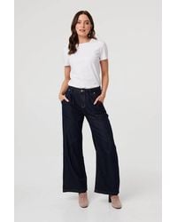 Izabel London - High Waist Pleat Front Wide Leg Jeans - Lyst