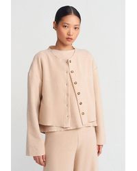 Dilvin - Ribbed Crew Neck Button Cardigan - Lyst