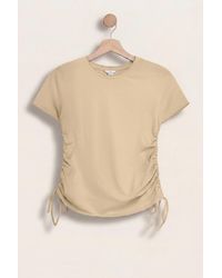 Enorsia - Ruched Side Seam Short Sleeve T-Shirt - Lyst
