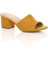 AJVANI - Mid Block Heel Peep Toe Mules Sandals - Lyst