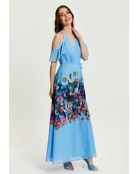 Liquorish - Floral Print Maxi Wrap Dress W/ Frill Details - Lyst