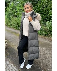 AX Paris - Faux Fur Hooded Longline Padded Gilet Jacket - Lyst