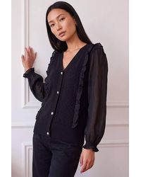 Roman - Woven Sleeve Buttoned Knit Jumper - Lyst