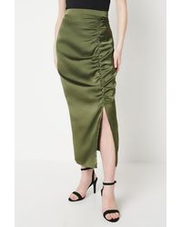 Oasis - Ruched Satin Maxi Skirt - Lyst