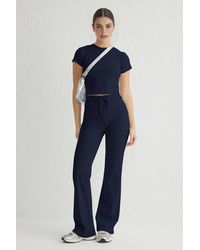 WOVCOR - Stretch Woven Crop Top & Trousers Co-Ord Set - Lyst