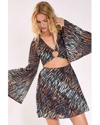 Nasty Gal - Animal Burnout Ring Cut Out Flared Sleeve Mini Dress - Lyst