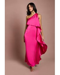Coast - Petite Waterfall One Shoulder Satin Maxi Dress - Lyst