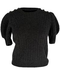 McQueen - Preloved Puff Sleeve Knitted Blouse - Lyst