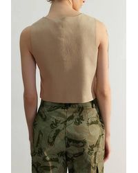 WOVCOR - Tailored Crop Linen-Look Woven Waistcoat W/ Button Detail - Lyst