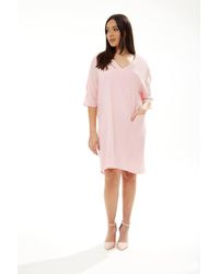 Liquorish - Relaxed Fit Midi Dress W/ Pockets - Lyst