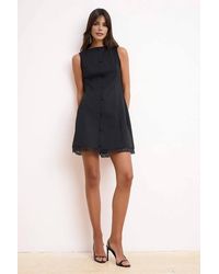 WOVCOR - Boat Neck Sleeveless Mini A-Line Dress W/ Lace Hem - Lyst