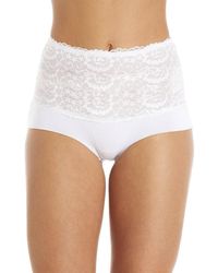 CAMILLE - High Waist Seamless Floral Lace Control Briefs - Lyst