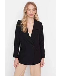 WOVCOR - Double-Breasted Tailored Woven Blazer Jacket - Lyst