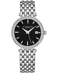 Stuhrling - Symphony 3929 Quartz Crystal Studded Watch W/ Stainless Steel Bracelet - Lyst