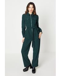 Oasis - Cord Zip Front Belted Boilersuit - Lyst