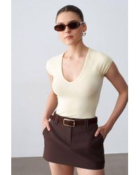 Dilvin - High-Waist A-Line Mini Skirt W/ Belt - Lyst