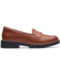 Clarks - Westlynn Glow Tan Leather Loafers, Slip Ons - Lyst