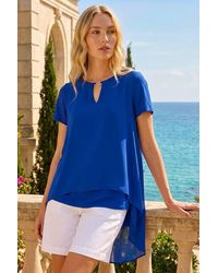 Roman - Ring Front Chiffon Overlay Top - Lyst