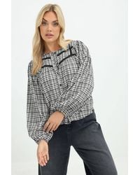 Yours - Gingham Lace Detail Blouse - Lyst