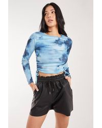 Pink Vanilla - Tie Dye Print Long Sleeve Rib Top - Lyst