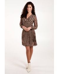 Blue Vanilla - Geo Print Wrap Front Pleated Dress - Lyst