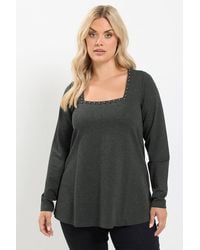 Yours - Pearl Trim Long Sleeve Top - Lyst