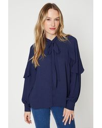 Oasis - Frill Shoulder Pussy Bow Blouse - Lyst