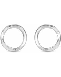 Simply Silver - Sterling Plated Polished Open Circle Earrings - Lyst